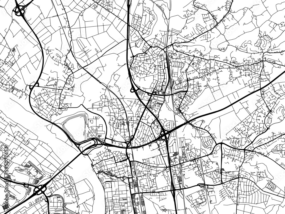 Vector road map of the city of Leverkusen in Germany on a white