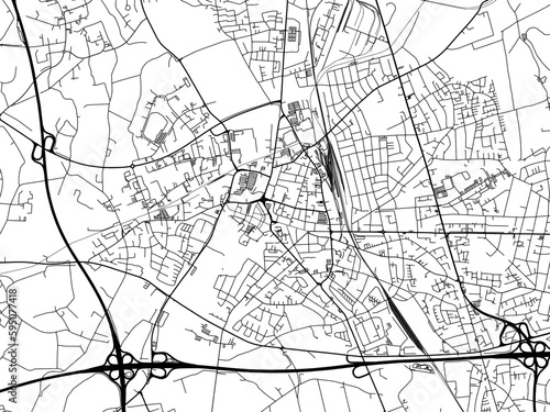 Vector road map of the city of  Moers in Germany on a white background.