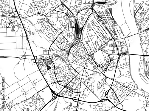 Vector road map of the city of  Neuss in Germany on a white background.