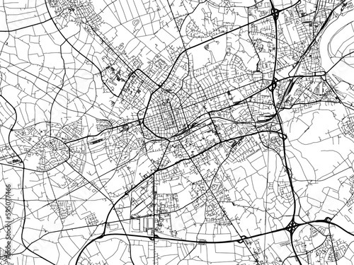 Vector road map of the city of  Krefeld in Germany on a white background.