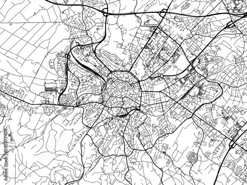 Vector road map of the city of  Aachen in Germany on a white background.