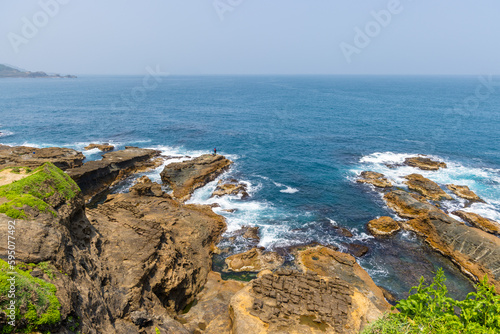 Sea waves crashing against the rock