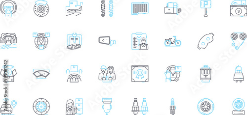 E-commerce Purchasing linear icons set. Checkout, Payment, Cart, Shopping, Delivery, Shipping, Purchase line vector and concept signs. Order,Online,Retail outline illustrations