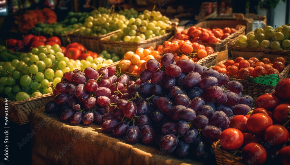 Abundance of fresh, ripe, juicy fruit collection generated by AI Abundance of fresh, ripe, juicy fruit collection generated by AI