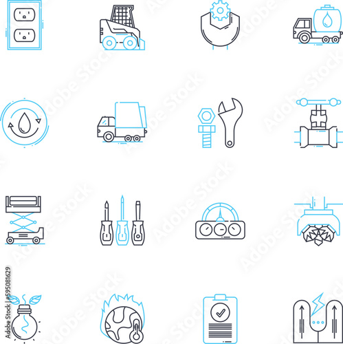 Fashion industry linear icons set. Style, Trend, Chic, Couture, Fashion, Runway, Designer line vector and concept signs. Glamour,Accessory,Luxury outline illustrations
