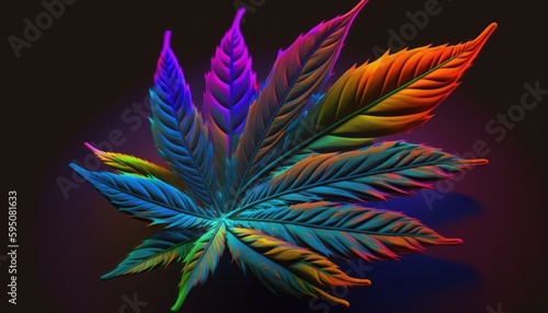 Trippy weed leaf abstract psychedelic colorful background concept generative ai