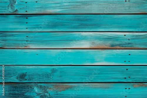 Turquoise wooden planks background. Blue Wooden texture. Blue wood texture. Wood plank background. generative ai