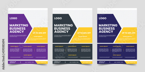 Marketing vertical business plan flyer, proposal swiss yellow white layout, editable marketing investor headline info