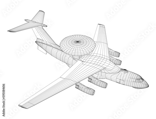 Isometric AWACS Airplane, Radar Aircraft, Military Air Force Plane
