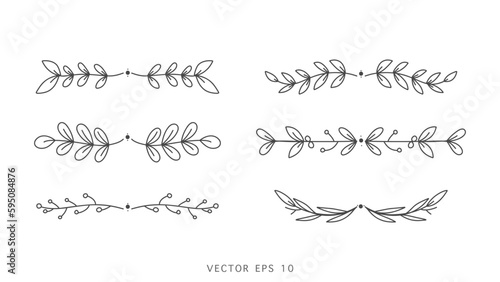 Set Floral ornamental doodle dividers, vintage hand drawn ,Hand drawn design elements , Flat Modern design isolated on white background ,Vector illustration EPS 10