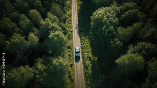 Luftaufnahme einer Straße im Wald
