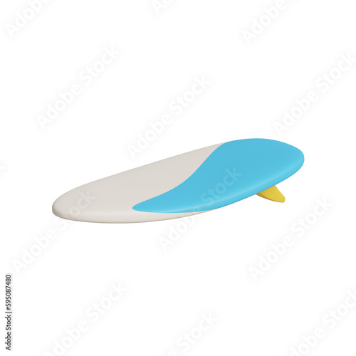 3d surfboard summer icon