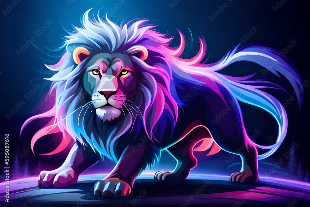 Colorful lion, Generative AI