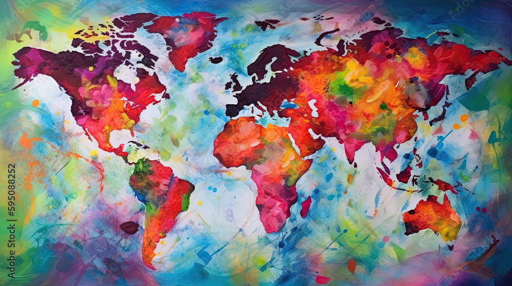 world map watercolor - by generative ai