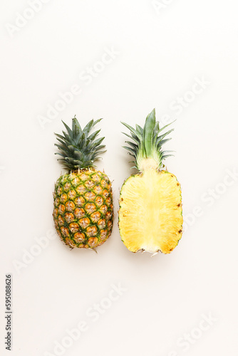 tropical fruits on neutral background 