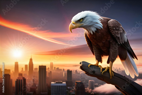 American bald eagle at dusk City