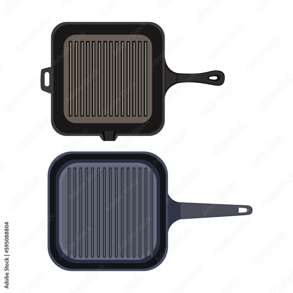 Vector illustration of frying pan, grill pan for cooking hobbies or coocking learning. Isolated on white background Vector illustration of frying pan, grill pan for cooking hobbies or coocking learning. Isolated on white background