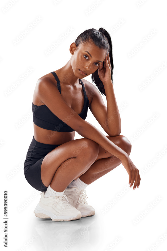 Fotografia do Stock: Portrait, fitness and PNG with a sports woman