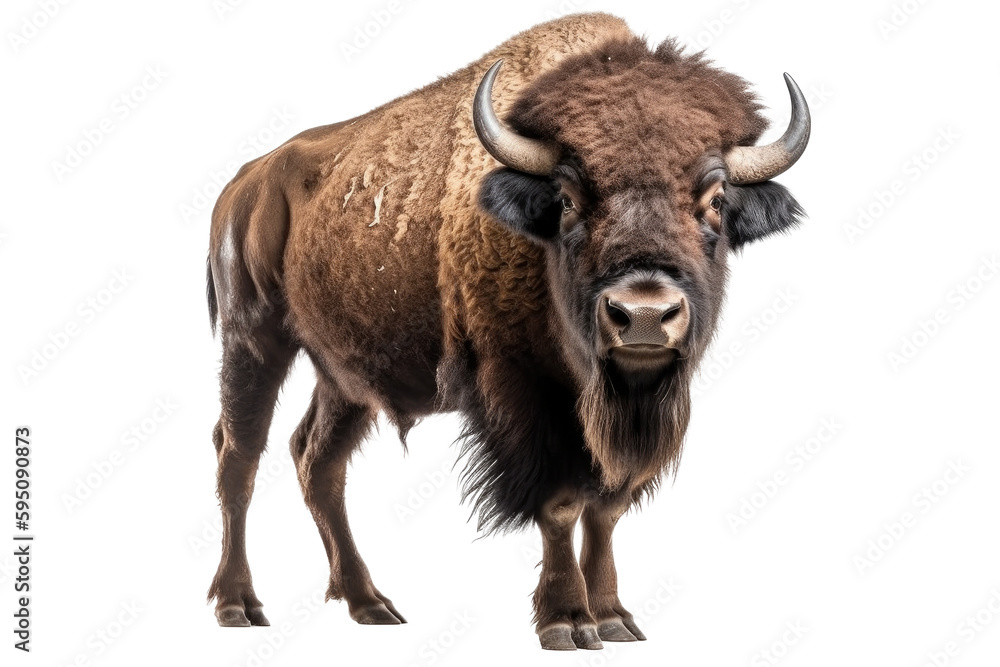 Naklejka premium Bison buffalo transparent background, ultra sharp, Generative AI