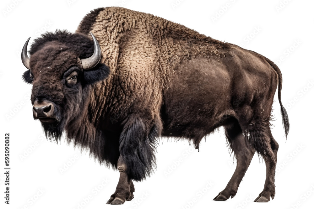 Naklejka premium Bison buffalo transparent background, ultra sharp, Generative AI