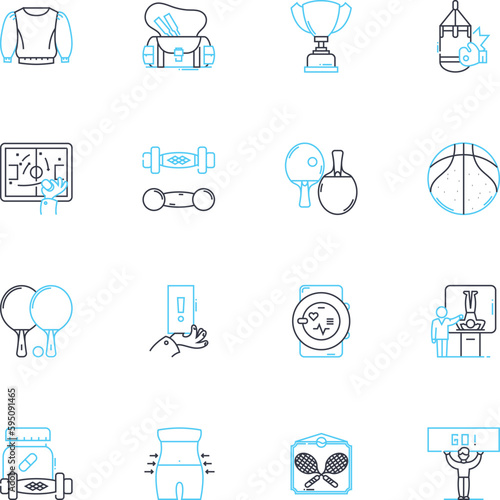 Competition linear icons set. Rivalry, Contest, Challenge, Battle, Race, Showdown, Conflict line vector and concept signs. Clash,Tussle,Duel outline illustrations