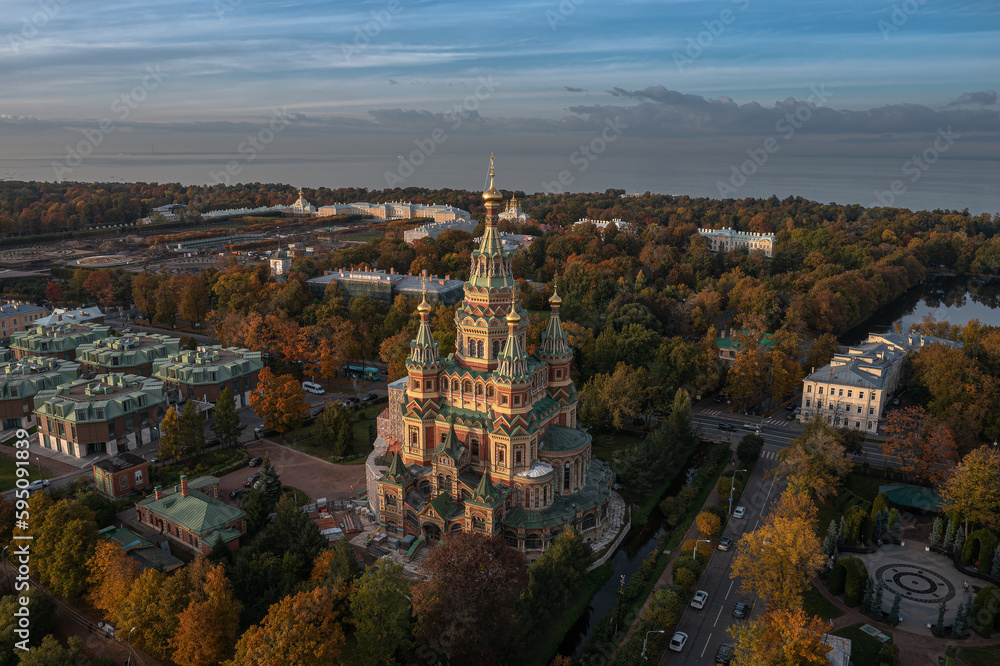 Fototapeta premium Panorama of St. Petersburg from a drone