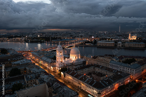 Panorama of St. Petersburg from a drone