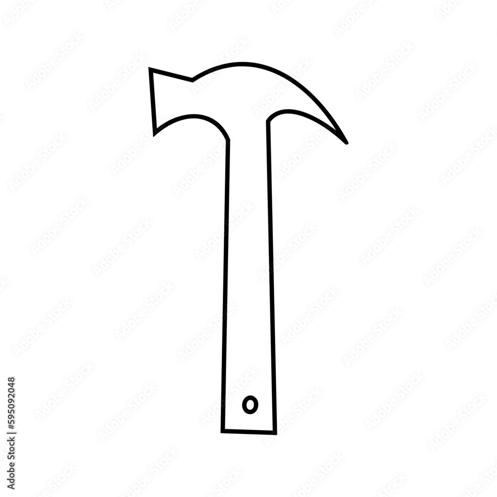hammer contour doodle, hand drawing sketch on white background. Tools for repair collection hammer contour doodle, hand drawing sketch on white background. Tools for repair collection