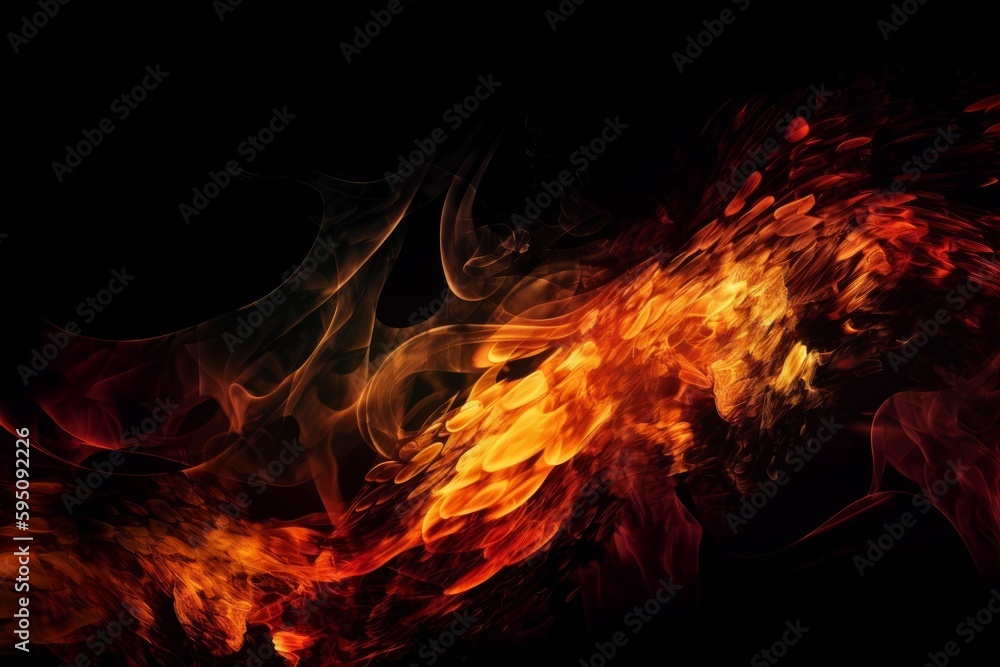 Abstract fire flames on black background, generative ai