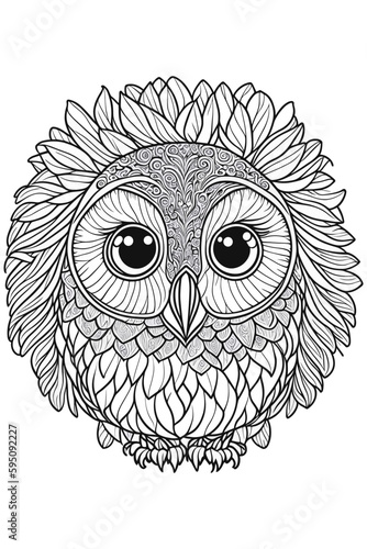 Zentangle stylized cartoon eagle owl, isolated on white background. Sketch for anti-stress adult coloring book in zen-tangle style. Vector illustration for coloring page.