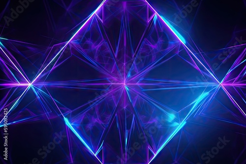abstract geometric web. neon light with glowing ultraviolet. Generative ai