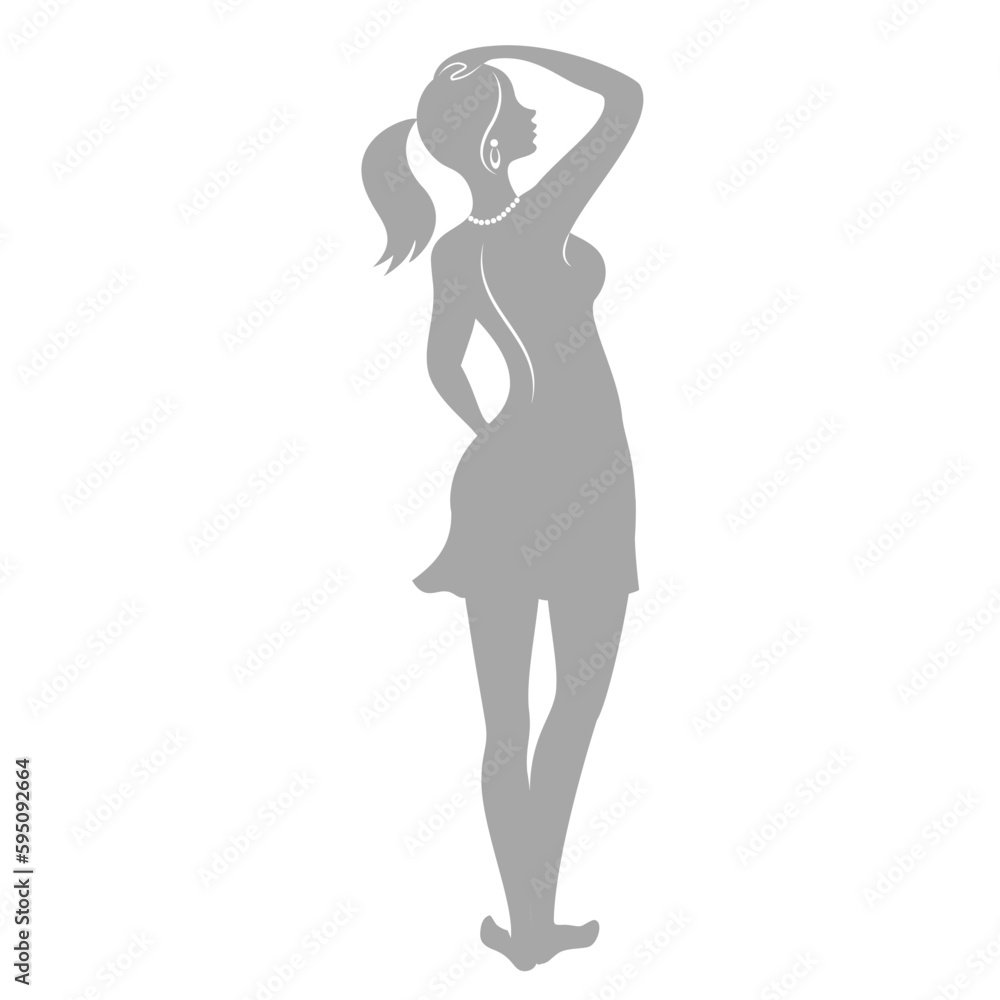 Silhouette of a woman in style. The girl is slender and beautiful. Lady is suitable for aesthetic decor, posters, stickers, logo. Vector illustration Silhouette of a woman in style. The girl is slender and beautiful. Lady is suitable for aesthetic decor, posters, stickers, logo. Vector illustration