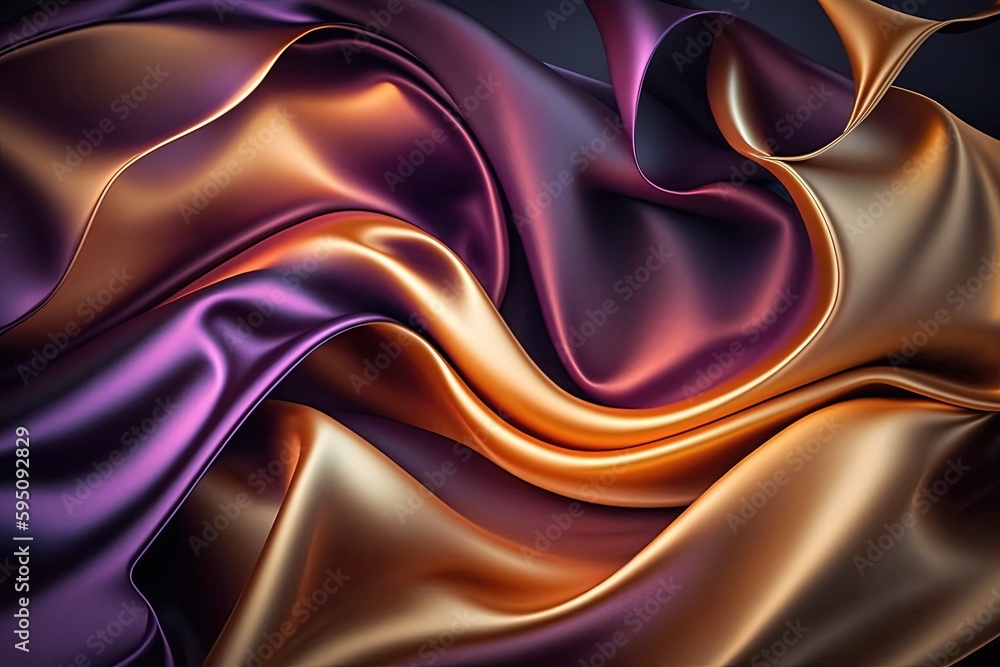 Fototapeta premium A close up of a purple and gold fabric created with Generative AI technology