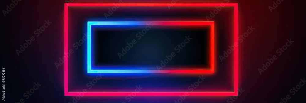 colorful neon background with red blue gradient. Simple geometric shape, blank rectangular banner. Generative ai colorful neon background with red blue gradient. Simple geometric shape, blank rectangular banner. Generative ai