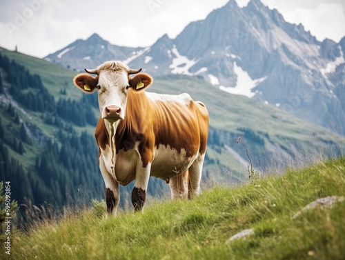 Alpine cow - generative AI