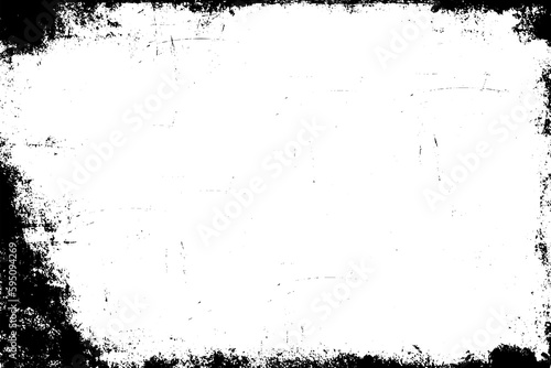 Grunge border texture background. Abstract frame overlay. PNG graphic illustration with transparent background.