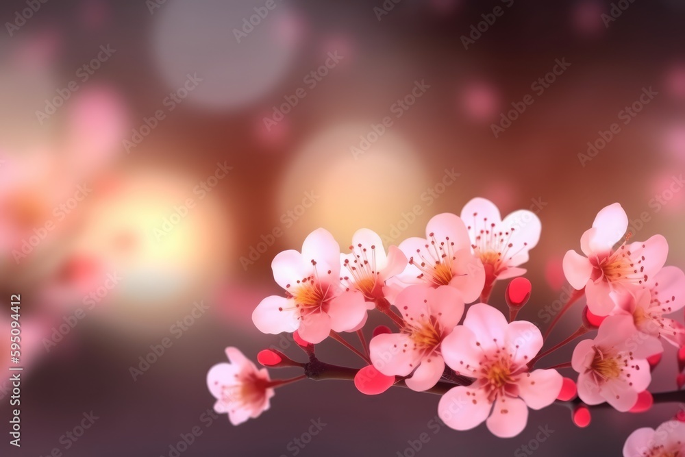 Blurry cherry blossoms with bokeh light
