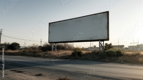 A blank billboard is shown on a road