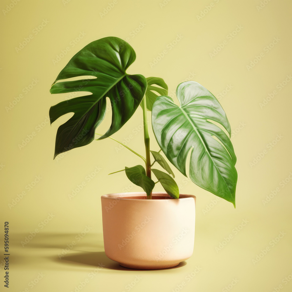 A plant with a large leaf in a pot A plant with a large leaf in a pot