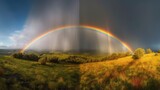 A rainbow with a rainbow in the sky