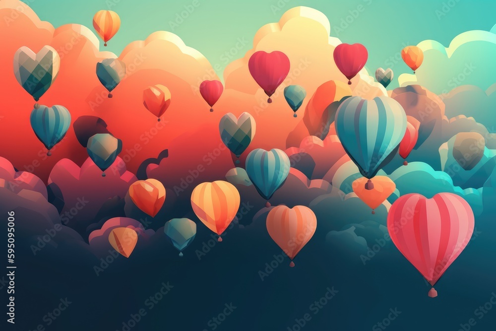 Background with heart balloons