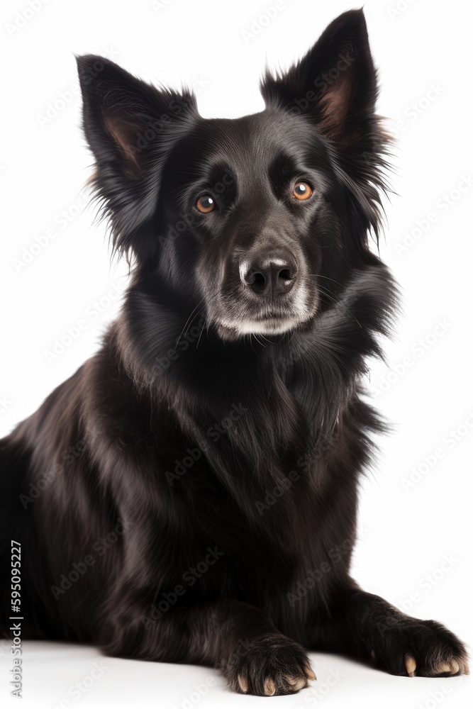 Black dog isolated on white