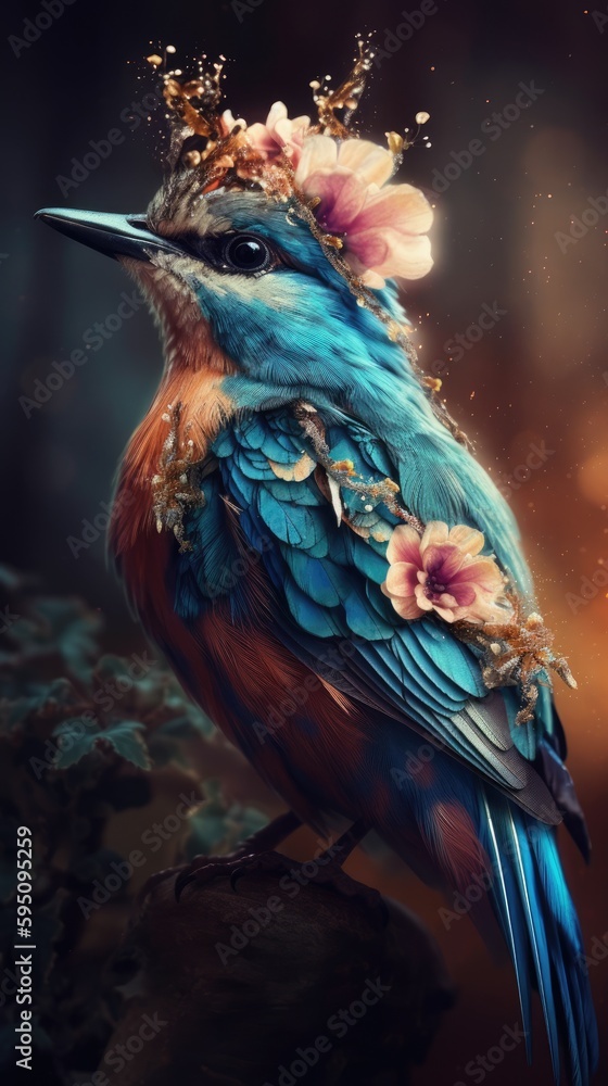 Fototapeta premium Fantastic bird in a fairytale style