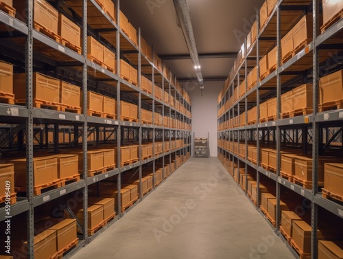 Inside the storage enhances the orderly rows of boxes © Tymofii