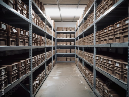 Wallpaper Mural Inside the storage enhances the orderly rows of boxes Torontodigital.ca