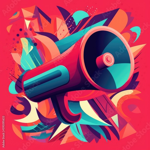 Red megaphone colorful graphic