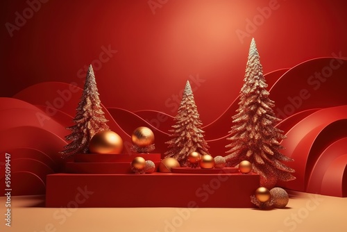 Christmas tree and decorations  generative AI