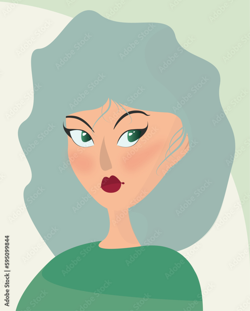 Green Hair Woman Illustration Green Hair Woman Illustration