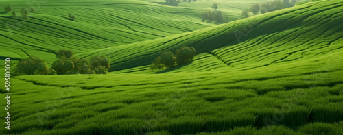 Green fields design, texture-rich, green grass background. Generative Ai. 
