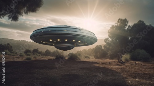 Ufo unidentified flying object. AI generated